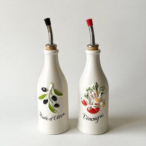 Huile d'Olive Oil & Vinaigre Vinegar Cruets Set Revol La Porcelaine France